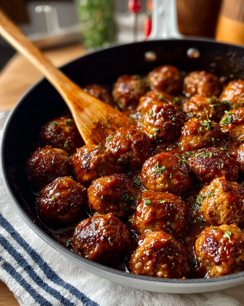 Delicious homestyle BBQ meatballs served on a plate with sauce