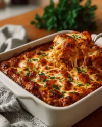 No-boil sausage and vegetable tortellini bake in a dish, topped with cheese.