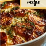 Delicious savory sweet potato gratin baked to perfection