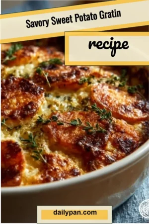 Delicious savory sweet potato gratin baked to perfection