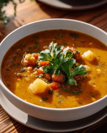 Delicious Slow Cooker Tuscan Chicken served with fresh herbs and rustic vegetables