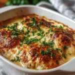 Delicious smothered cheesy sour cream chicken served on a plate