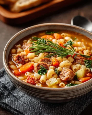 Bowl of traditional pasta and beans, a comforting Italian dish