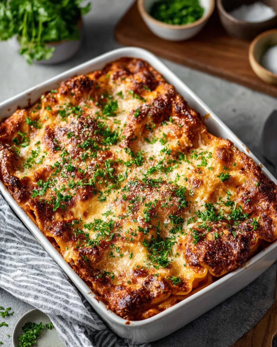 Ultimate cheese lasagna with layers of cheese and noodles ready to serve