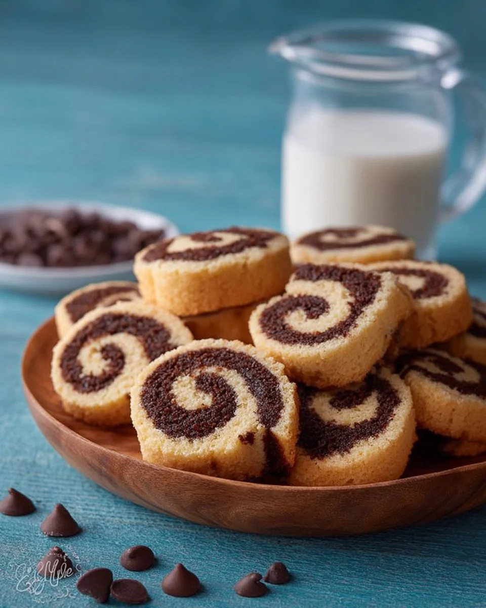 Vanilla Chocolate Swirl Cookies with chocolate and vanilla dough swirls