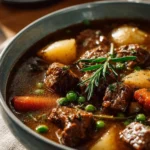 Delicious vegetable beef soup with tender beef and fresh vegetables