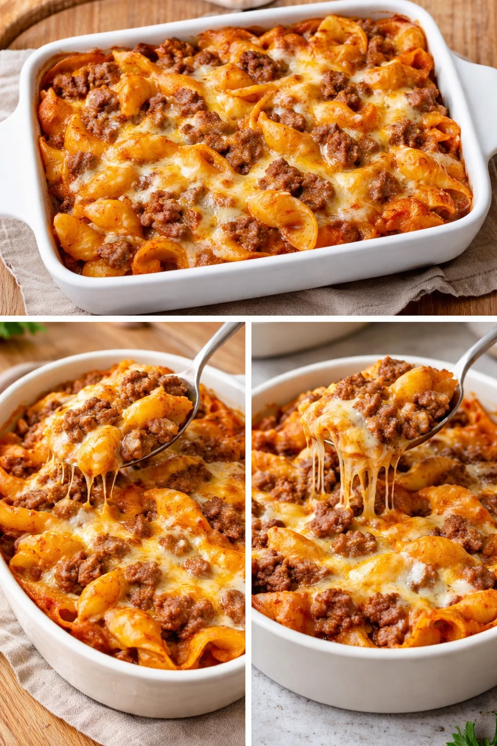 Delicious 4 ingredient hamburger casserole baked to perfection