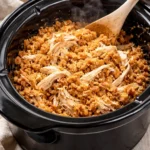 4 ingredient slow cooker chicken dish with stuffing served on a plate