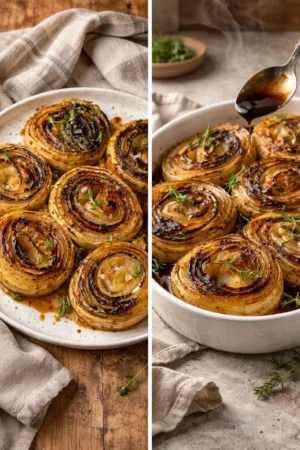 Image of baked onions served as a delicious side dish