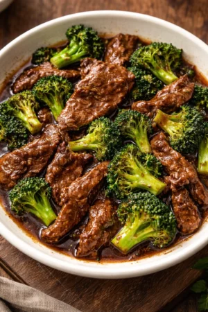 Beef and Broccoli Stir Fry dish served in a bowl with vibrant colors