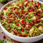 Brussels sprouts salad with pomegranate and nuts - a healthy dish