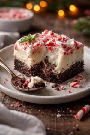 Delicious Candy Cane Lush dessert decorated with mint and whipped cream