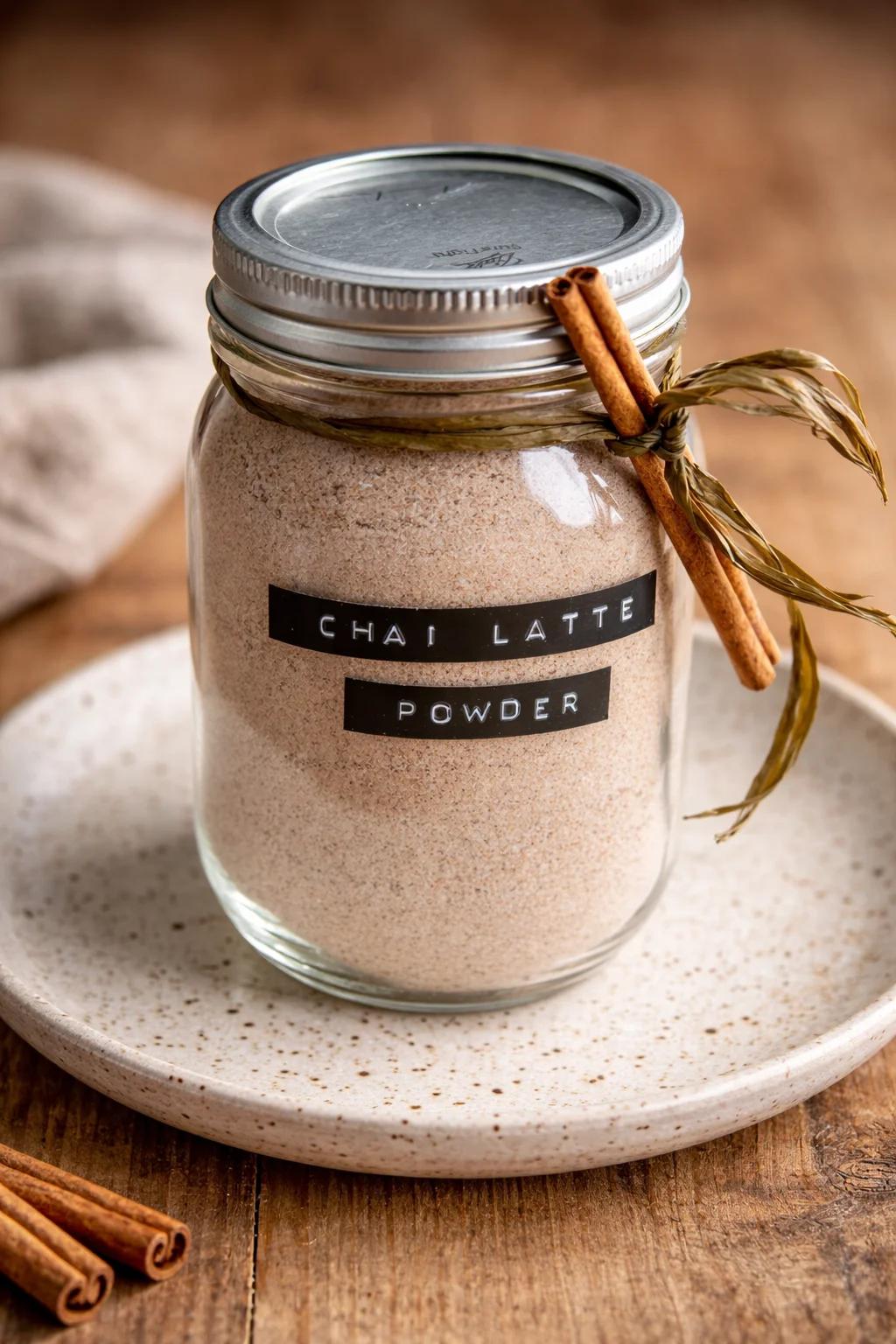 Delicious chai tea latte powder mix for a warm, flavorful drink.