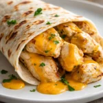 Delicious cheesy garlic chicken wraps served on a plate