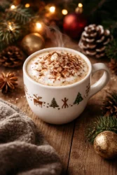 Festive Christmas Chai Latte with spices and creamy foam