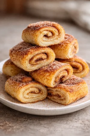 Freshly baked cinnamon roll snails topped with icing and cinnamon sugar.