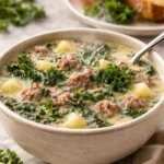 Cozy Crockpot Sausage Soup with kale and potatoes
