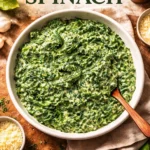 Delicious dish of creamed spinach served in a bowl with a creamy texture.