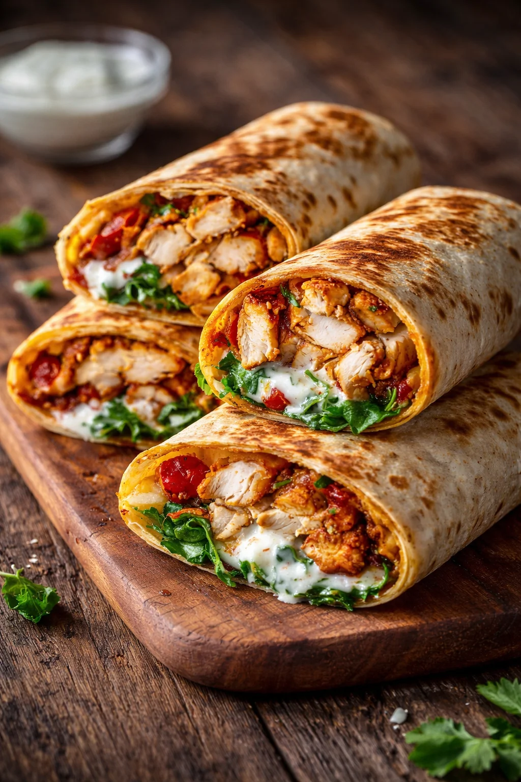 Crispy air fryer chicken and mozzarella wraps ready to enjoy