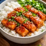 Crispy Salmon atop a rice bowl with vibrant vegetables