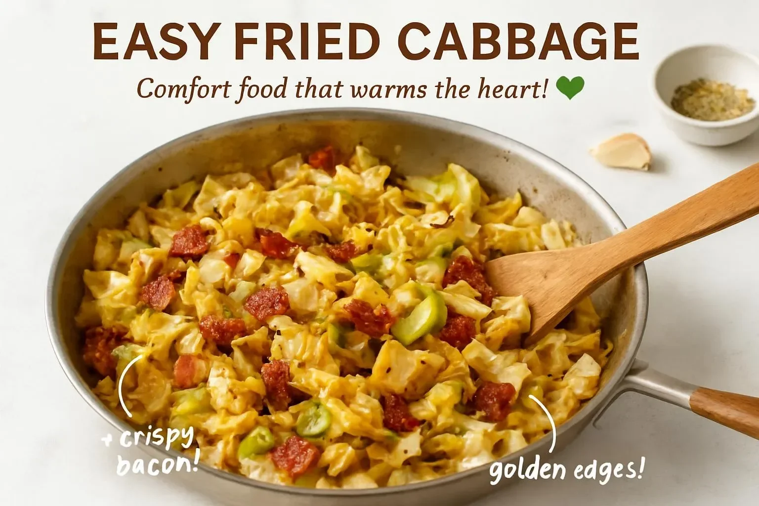 Delicious easy fried cabbage cooked in a skillet