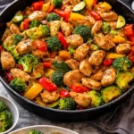 Healthy chicken skillet with colorful vegetables for a nutritious meal