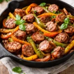Italian Sausage and Peppers Skillet cooked in a vibrant mix of bell peppers and spices.