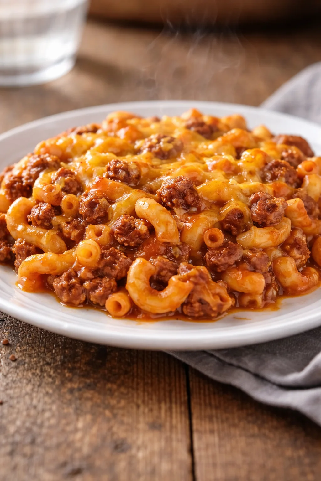 Delicious Johnny Marzetti Casserole served in a bowl.