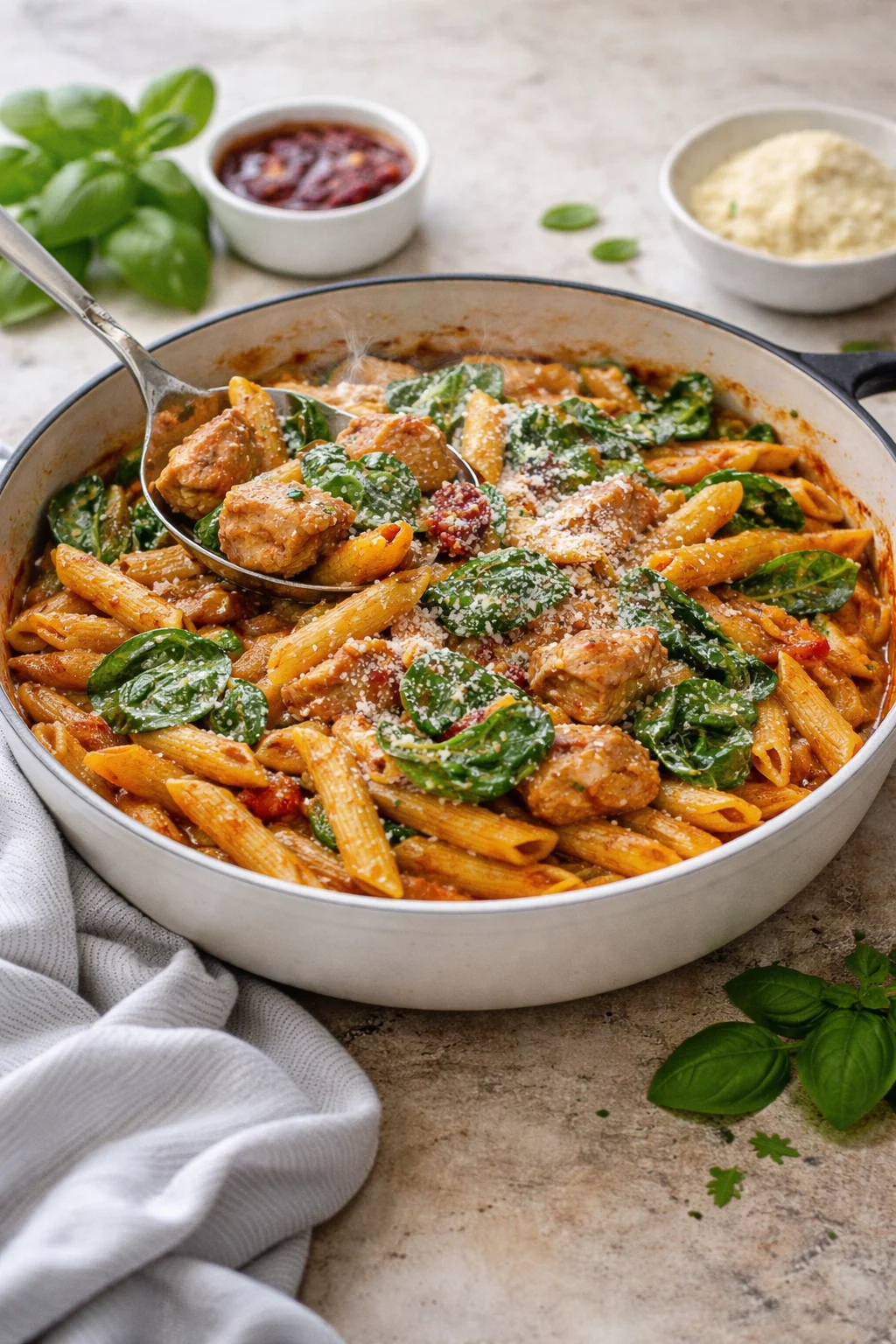 Delicious Marry Me Chicken Pasta with creamy sauce and herbs