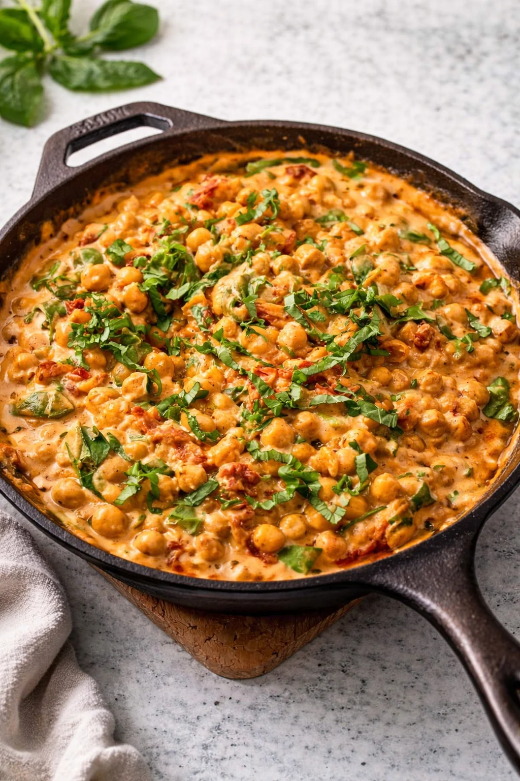 Delicious Marry Me Chickpeas served in a bowl, showcasing their vibrant color and texture.