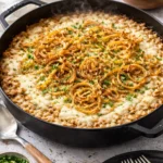 Skillet French Onion Chicken and Rice Casserole, a hearty and flavorful meal