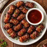 Slow cooker bacon wrapped lil' smokies ready to serve as a tasty appetizer