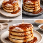 Delicious Spanish churro-inspired pancakes topped with cinnamon and sugar.