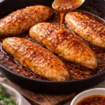 Delicious honey butter chicken garnished with herbs on a plate