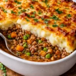 Delicious Vegan Cottage Pie with vegetables and a savory topping