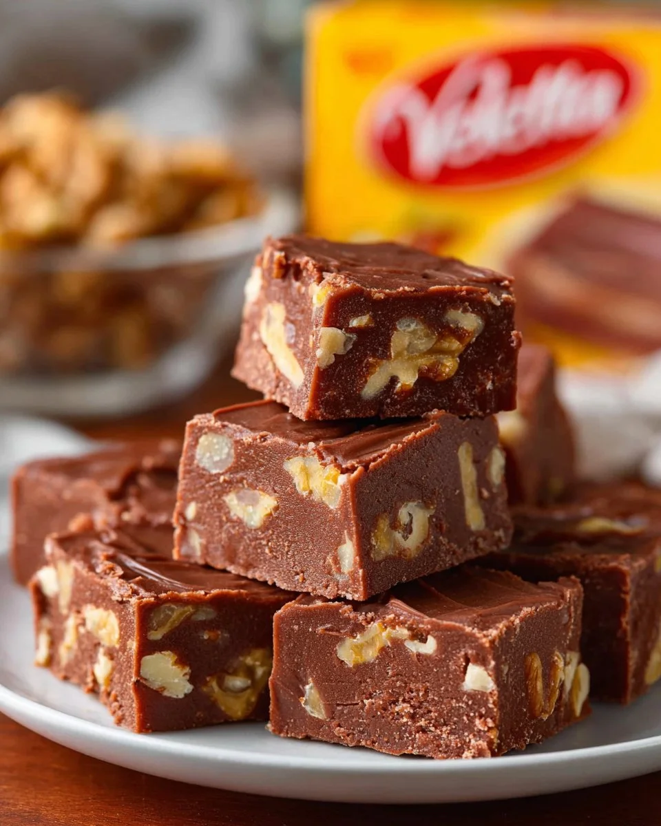 Creamy Velveeta Fudge dessert, a unique twist on traditional fudge recipes.