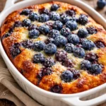 Delicious blueberry buttermilk pancake casserole served warm for breakfast