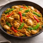 Delicious Chicken Lo Mein with tender chicken and colorful vegetables