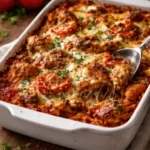 Delicious Chicken Parmesan Casserole baked to perfection with cheese and marinara