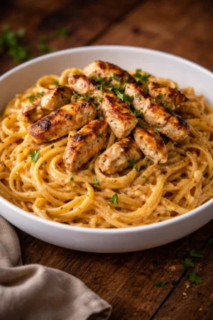 Cowboy Butter Chicken Linguine with creamy sauce and pasta, a unique Butter Chicken dish
