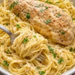 Crock Pot Angel Chicken served on a plate with herbs