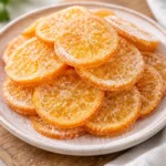 Dehydrated candied oranges ready for snacking or baking