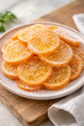 Dehydrated candied oranges ready for snacking or baking