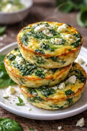 Healthy egg muffins with spinach and feta, ideal for breakfast or meal prep.