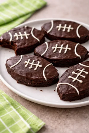 Fudgy football brownies decorated for game day