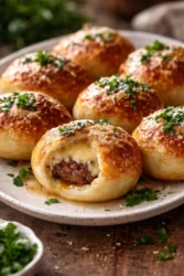 Garlic Parmesan Cheeseburger Bombs stuffed with cheese and herbs