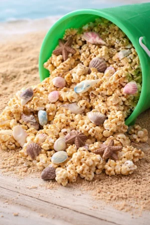 Colorful Beach Party Popcorn in a festive beach setting