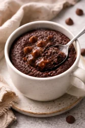 Delicious brownie in a mug, quick and easy chocolate dessert