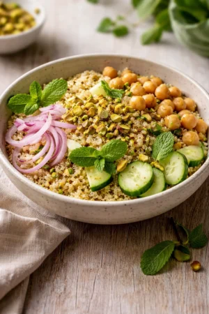 Best Jennifer Aniston Salad featuring fresh vegetables and grains.