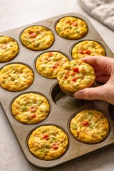 Delicious breakfast egg muffins baked and served on a plate